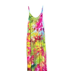 MOOD RING Ice Dyed Maxi Dress XS - 2XL | Tocayo Rainbow Tie Dye Long Summer Slip Dress | Lightweight Rayon Beach