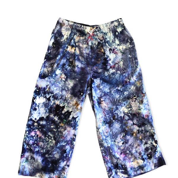 LUNA Tie Dye Organic Cotton Wide Leg Culottes | Pajama Cropped Pants