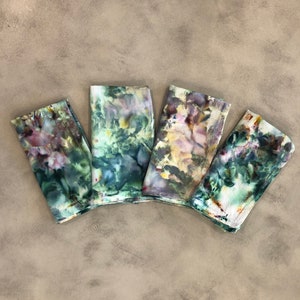 FERN Ice Tie Dyed Napkins Table Runner Tablecloth | Cotton Green Purple Dining Linens