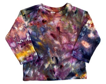 NILOU/BONDI Toddler Ice Tie Dyed Pocket Tee 2T 3T| Long Sleeve Cotton