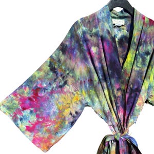 COSMOS Hand Dyed Kimono Robe | Ice Tie Dye Duster w/ Belt