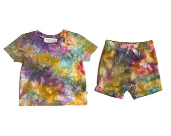 OJAI Ice Tie Dyed Baby Outfit 18m | Organic Cotton Tee Shirt and Shorts