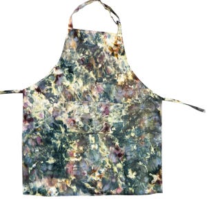 FERN Ice Dyed Apron | Unisex Adult Hand Tie Dye Adjustable Cotton Twill Apron for the Kitchen, Bar, Garden, the Studio | Tocayo Green Purple