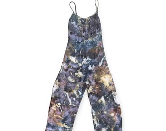 JOAQUIN Ice Tie Dyed Jumpsuit Size S/M  | Crinkle Gauze Romper | Neutral Earth Tones
