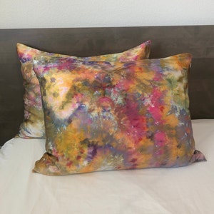 OJAI Mulberry Silk Ice Dyed Pillowcase | Hand Tie Dye Rainbow Pillow Cover Case with Hidden Zipper | Single or Pair