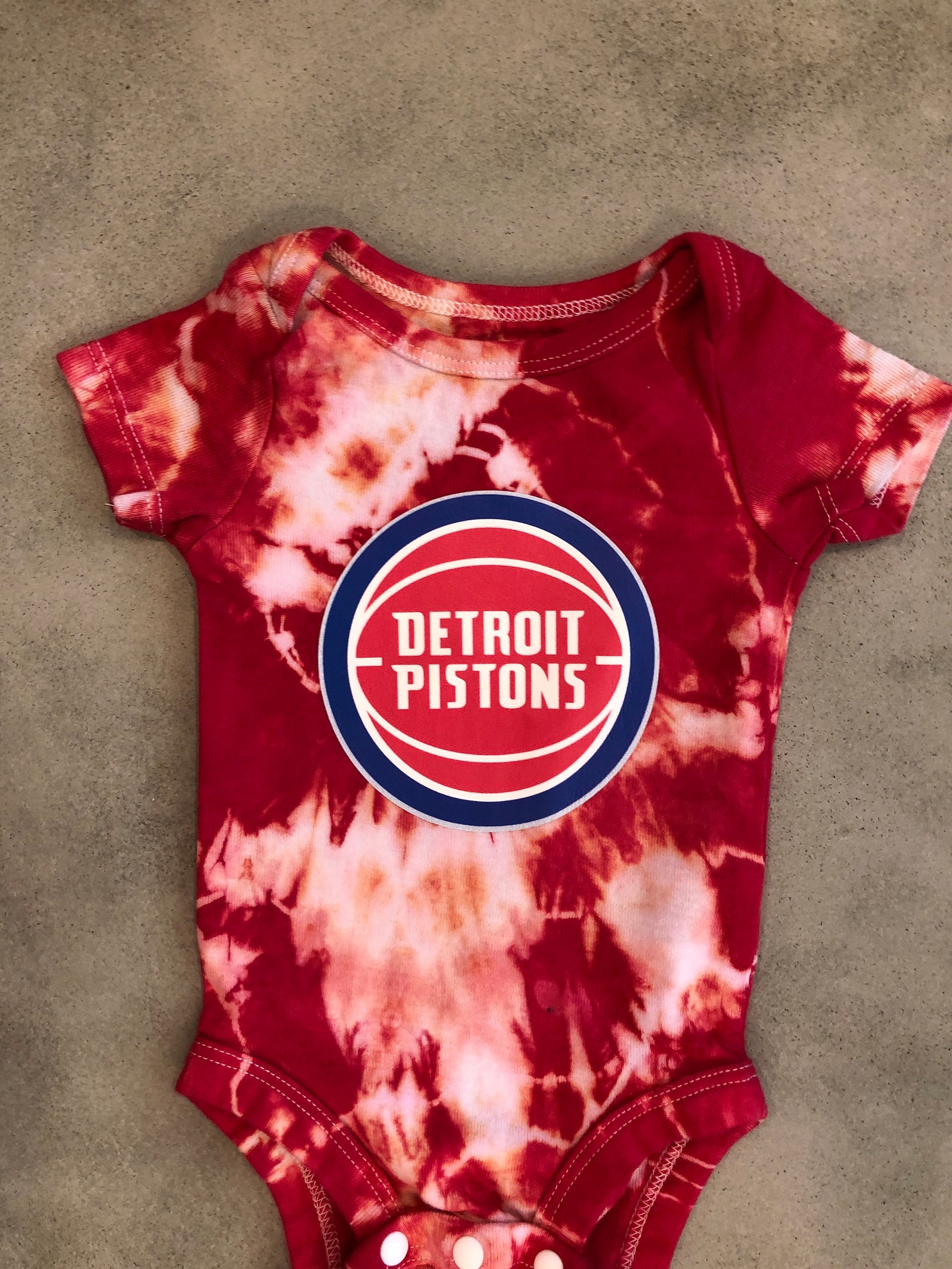 DETROIT PISTONS Tie Dye Baby Onesie Red Hand Dyed Bodysuit Etsy