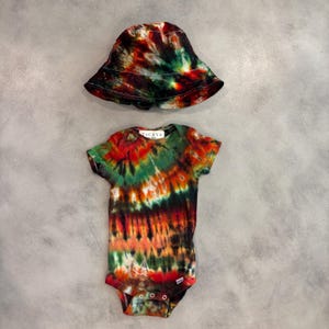 IRIE Baby Tie Dye Set 9m 18m | Infant Bucket Hat + Bodysuit | Jamaica Marley Rasta