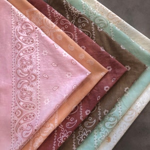 Sunbleached Hand Dyed Paisley Bandana | 20" Cotton Handkerchief | Scarf Hair Tie Head Wrap | Reusable Gift Wrap Furoshiki Tocayo