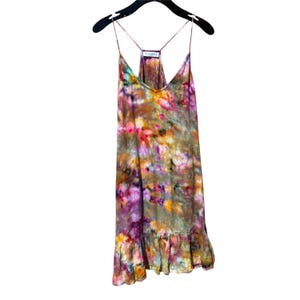 Ice Tie Dyed Crinkle Strand Mini Kleid XS-S | Ärmelloses Racerback Kleid