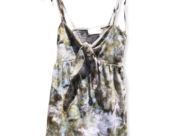 JASPER Ice Tie Dyed Romper maat 2 | Zomershort-jumpsuit | Olijfgroene salie