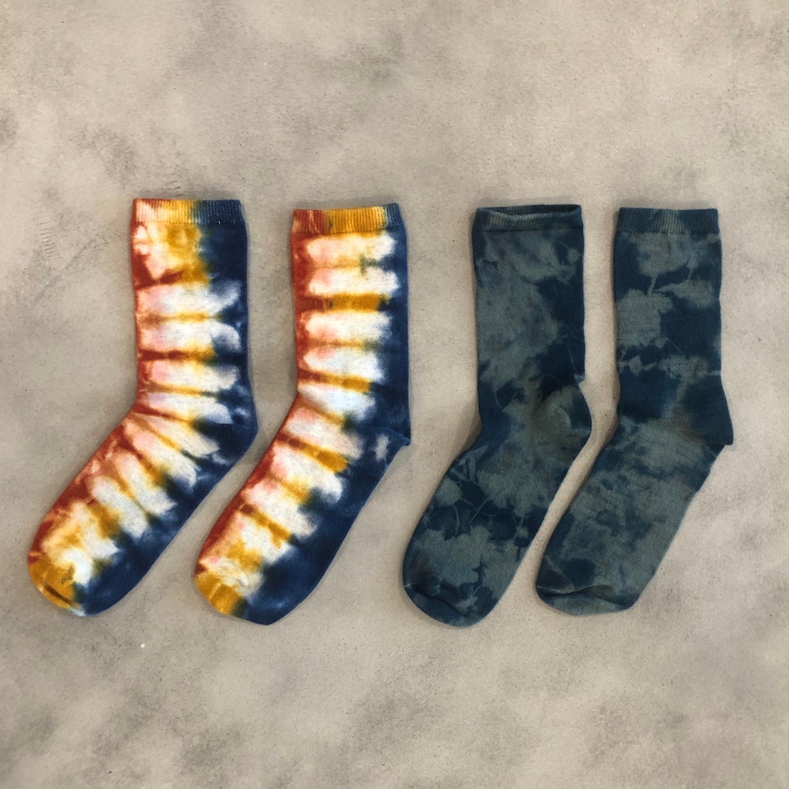 Set of 2 Pairs X Tie Dyed Socks Tocayo Shibori Hand Dyed Etsy