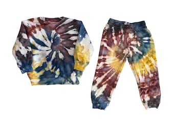 HENDRIX  Ice Tie Dye Toddler Sweatsuit 3T/4T | Sweater + Jogger Pants Organic Cotton