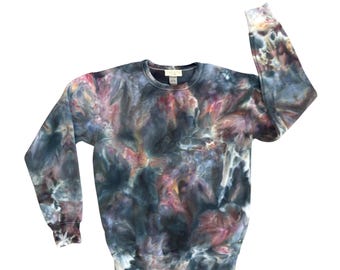 SMOKE Ice Tie Dyed Sweatshirt Size Medium | Cotton Blend Fleece Crew