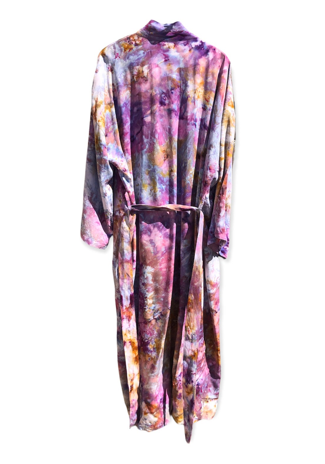 TAOS Ice Dyed Long Kimono Robe Ropa Ropa de género neutro para adultos Pijamas y batas Batas Tocayo Tie Dye Rayon Duster w Cinturón 