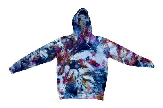 BRONTE Adidas Ice Dyed Hoodie Size L XL Tie Dye Hooded Sweatshirt Tocayo Hand Ice Dyed Fleece Dark Blue Purple Bronze Etsy