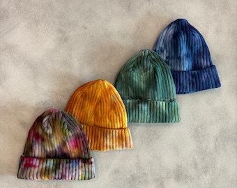 Ice Tie Dyed Beanie | Tocayo Hand Dyed Knit Hat | Cotton Blend Winter