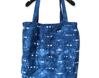 Indigo Shibori Tie Dye Einkaufstasche | Baumwolle Eis gefärbt Markt Strandtasche | Tocayo