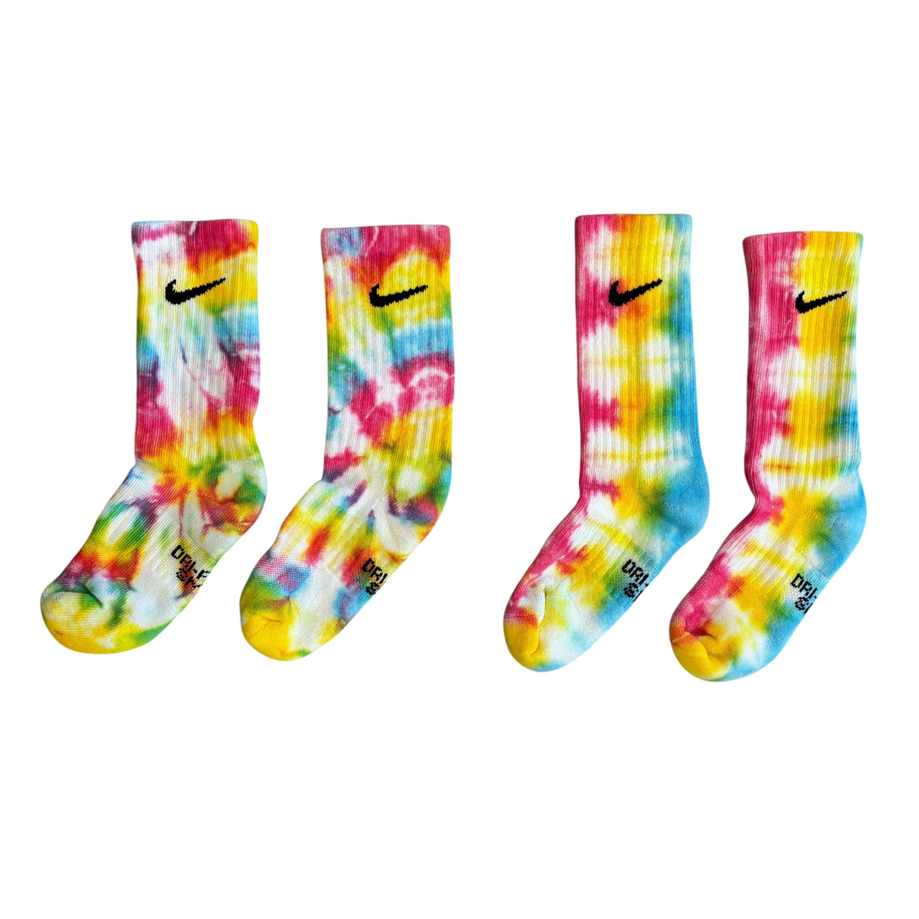 Nike 2 Pair Set X Ice Tie Dye Kids Crew Socks Ages 4-12