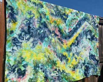 BONDI Ice Tie Dyed Cotton Gauze Blanket | Lightweight Muslin Textured Throw