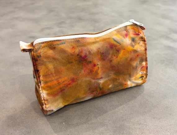 COPPER Ice Tie Dyed Canvas Zip Pouch | Travel Cosmetic Bag