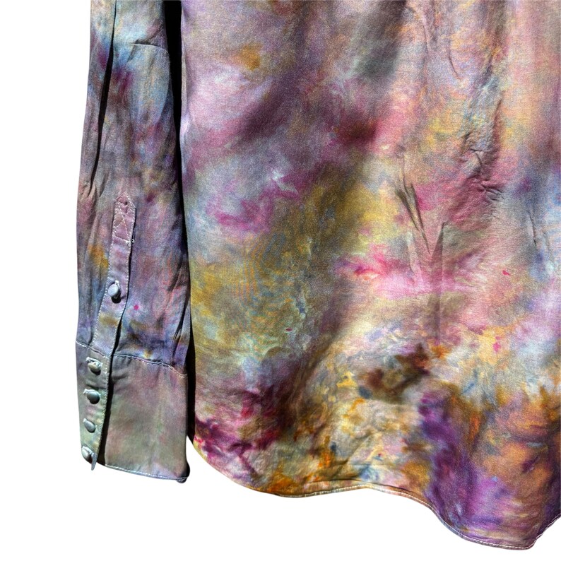 Blusa de seda de algodón teñida SIENA Ice reciclada, talla pequeña / Botones de camisa Free People imagen 8