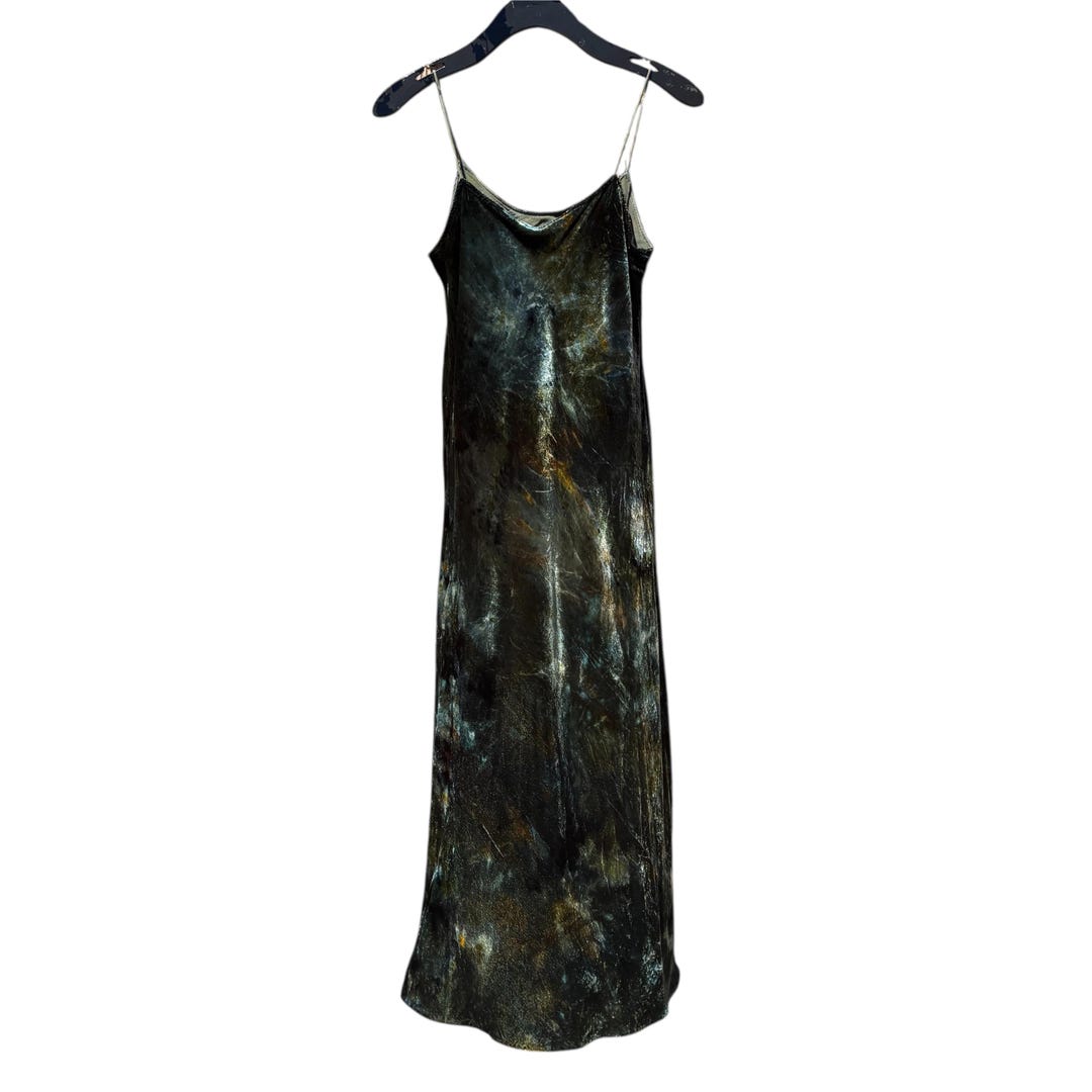 Vestido lencero de terciopelo teñido con hielo NORI reciclado