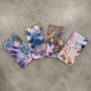 BRONTE Iced Tie Dyed Cotton Napkins | Dark Blue Purple Dining Linens