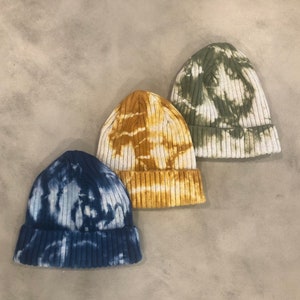 Shibori Tie Dye Beanie | Tocayo Indigo Hand Dyed Knit Hat | Cotton Blend Cold Weather