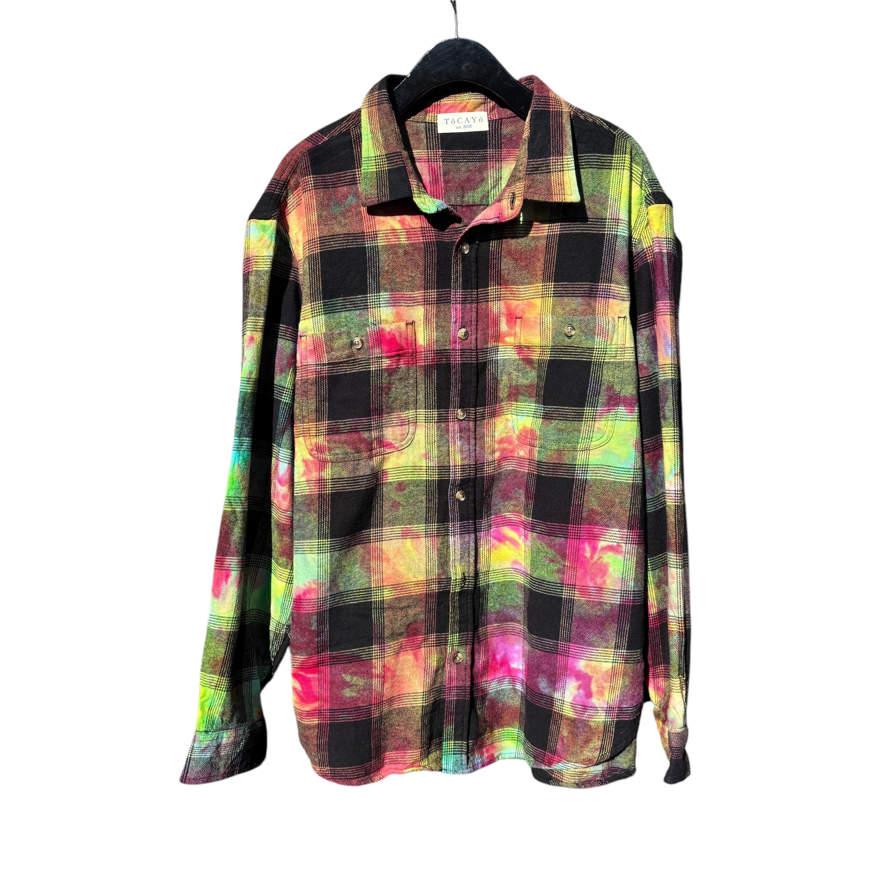 MOOD RING Ice Dyed Flannel Shirt Size M 2XL | Hand Dyed