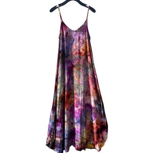NILOU Ice Dyed Maxi Dress XS - 2XL | Tocayo Tie Dye Dress | Hand dyed Long Slip Dress Lightweight Rayon Summer Beach Travel