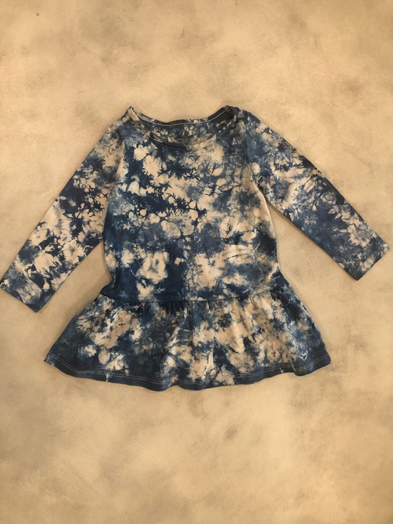 Indigo Shibori Tie Dye Dress for Infant + Toddler 6m-3t | Organic