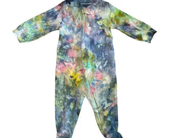 Mono enterizo con cremallera y estampado tie-dye para bebé BONDI, tallas 6 m/9 m / Mono de algodón orgánico