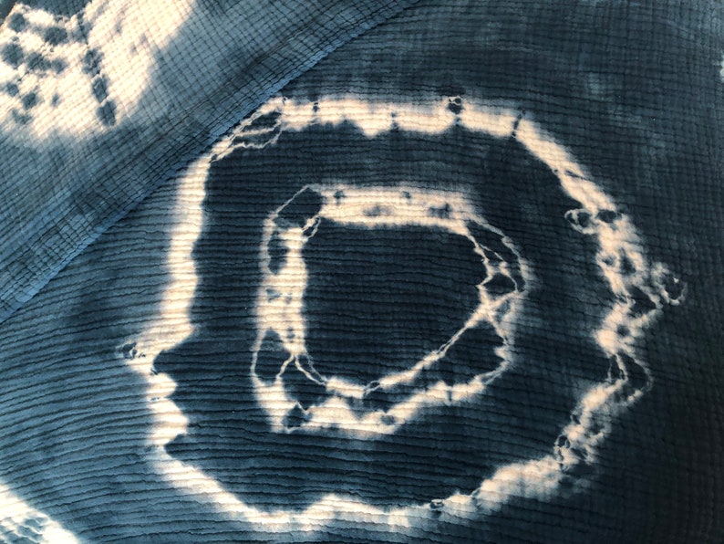 ENSO Muslin Gauze Throw Blanket in INDIGO Shibori Hand Dyed Etsy