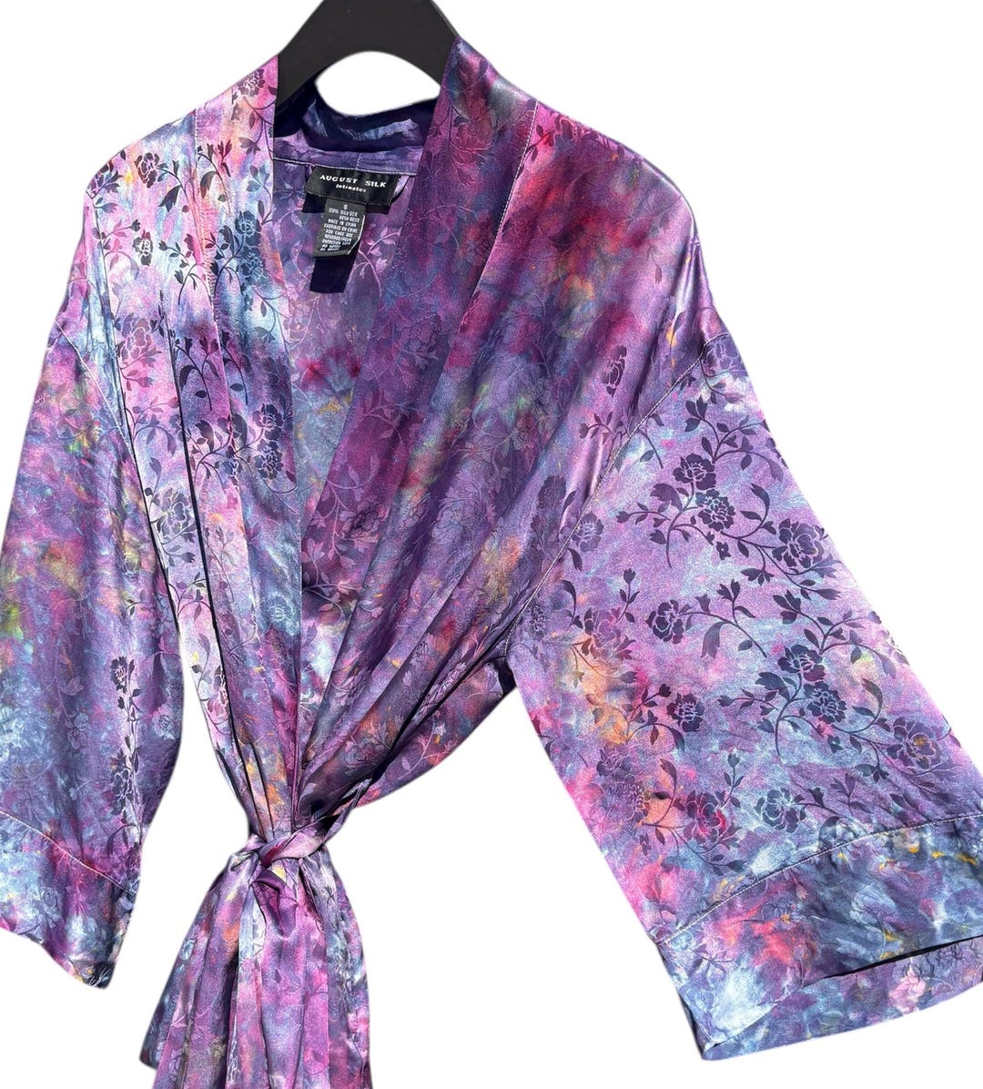 Ice Box Robe Upcycled LUNA Silk Ice Tie Dyed Robe Size Small | Kimono Wrap Floral ...