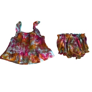 OJAI Ice Tie Dye Baby Set 6m | Ruffle Swing Cami + Diaper Cover Bloomers
