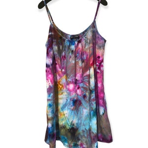 RIO Ice Batik Top Schlafkleid Gr XS/S | Regenbogen Ärmelloses Nachthemd