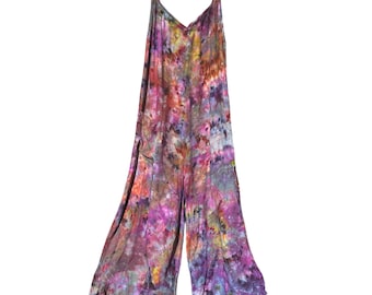 NILOU Ice Tie Dyed-jumpsuit met wijde pijpen | Relaxed fit regenboog romper