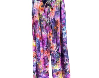 Upcycled NILOU Ice Tie Dyed Relaxed Wide Leg Pants Size Large | Rayon Linen