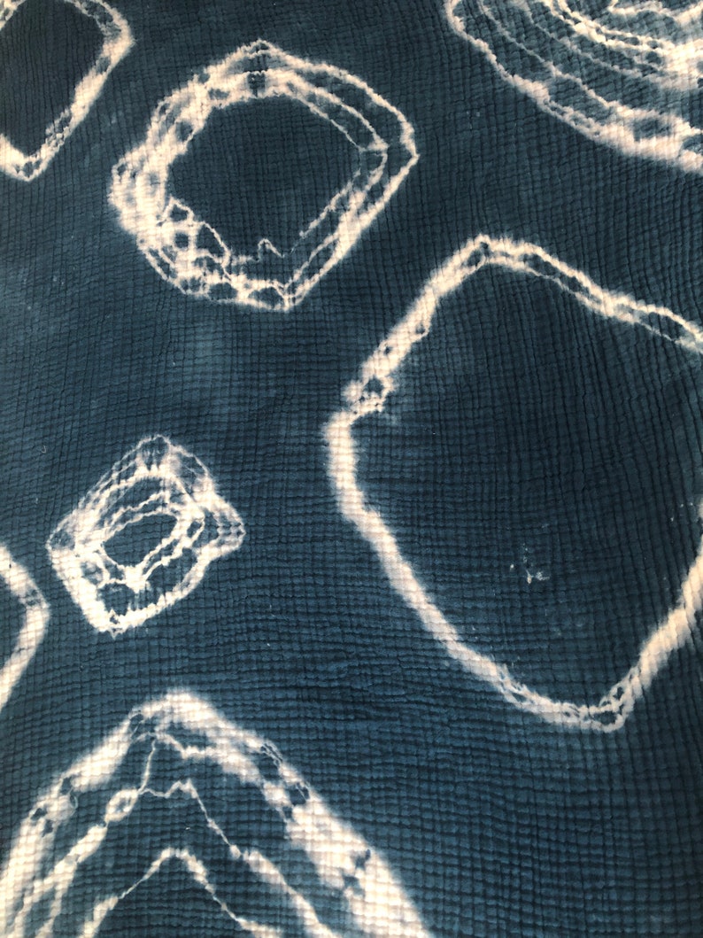 ENSO Muslin Gauze Throw Blanket in INDIGO Shibori Hand Dyed Etsy