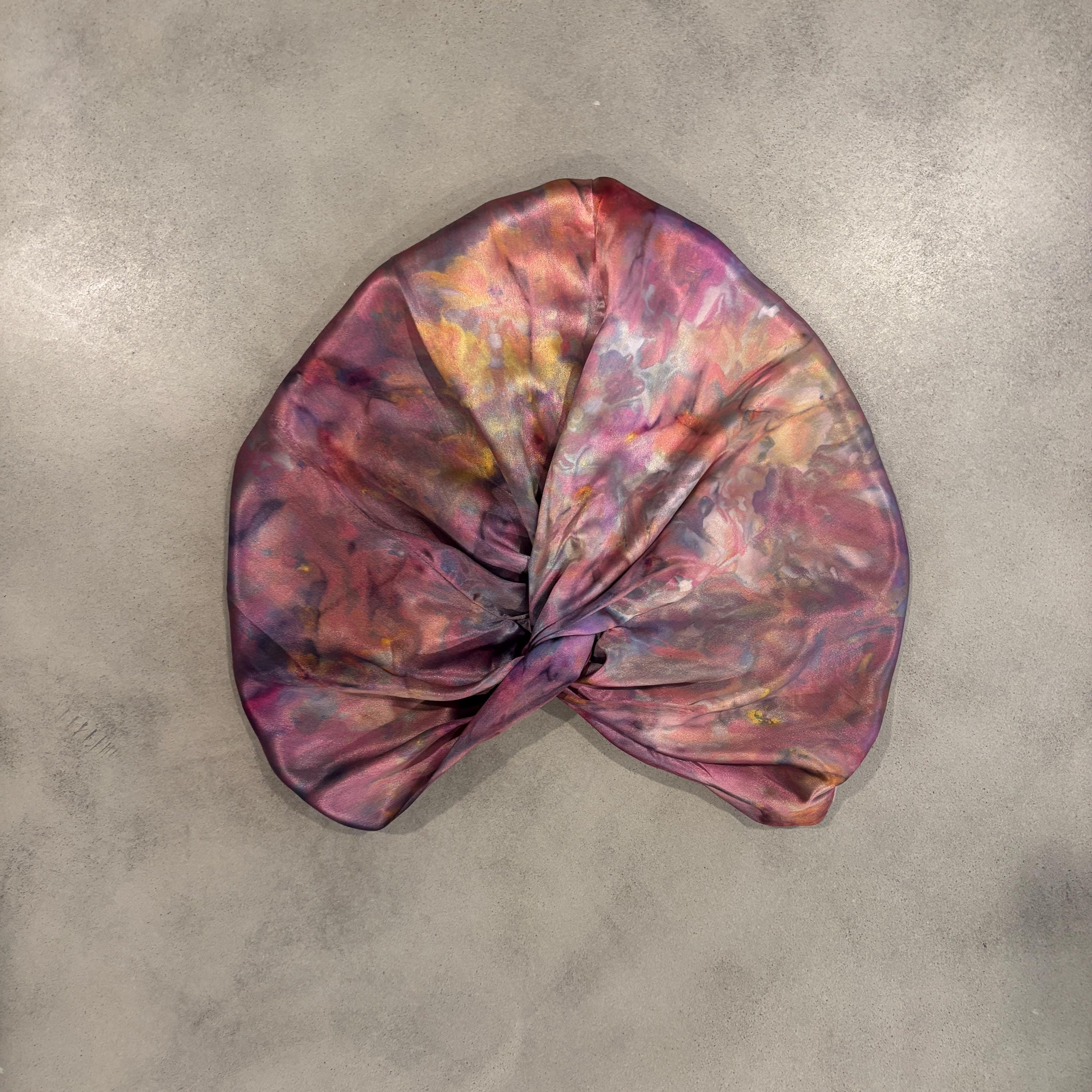 Ice Tie Dyed Mulberry Silk Hair Bonnet Adjustable Sleep Cap with Twist Front