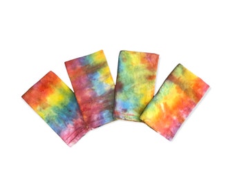 Cocktail Napkins Geometric Abstract Watercolor Dots Hippie Tie Dye Set of 4 