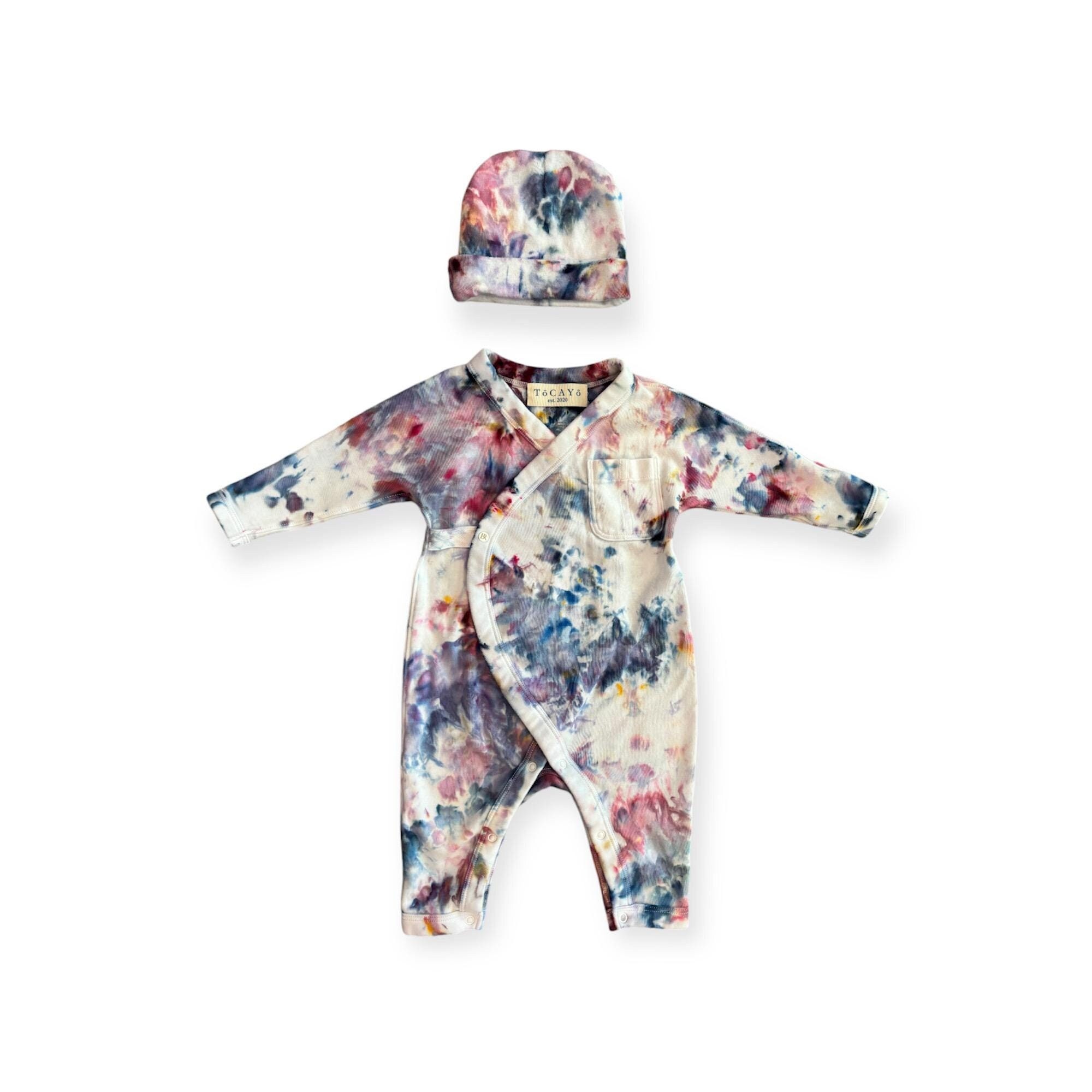 9m Baby Hand Dyed Pc Set Wrap Kimono Bodysuit Beanie Hat
