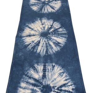INDIGO SHIBORI Linen Cotton Table Runner 55&quot; X 18&quot; | Hand Dyed Dark Blue Tie Dye | 55 x 18 inches