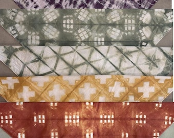21" Shibori Hand Tie Dyed Bandana | Cotton Handkerchief | Earth Tones