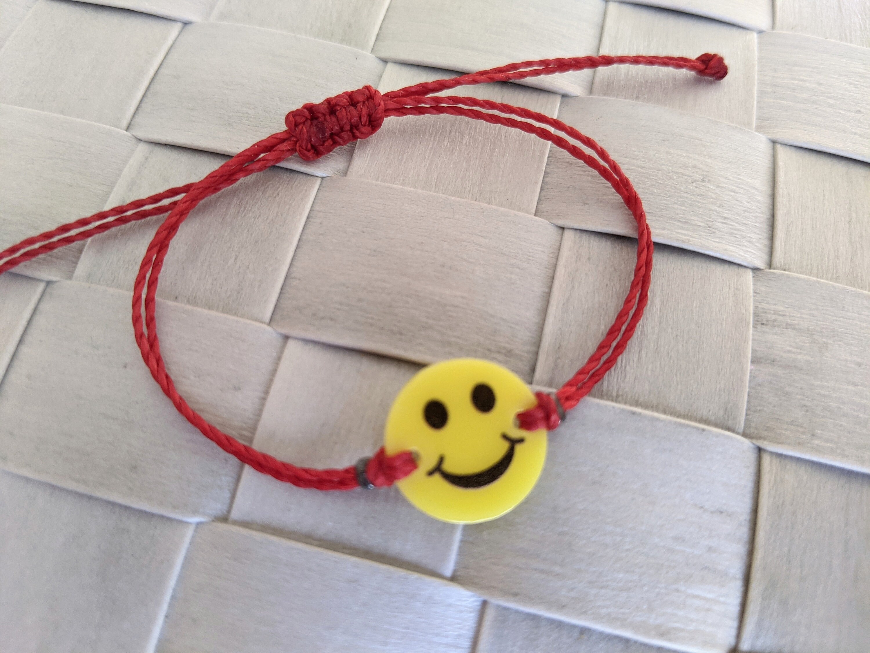 Emoji Bracelet Red String Bracelet Smiley Face Bracelet Etsy