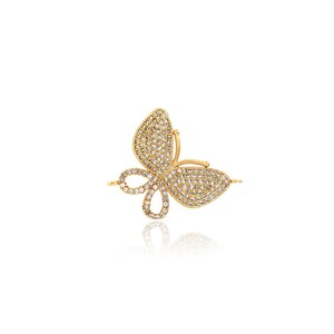 Micropavé CZ Butterfly Connector, Butterfly Connector, 18K Gold Filled Butterfly Connector, DIY Jewelry Making Supplies, 24x32.5x2.5mm