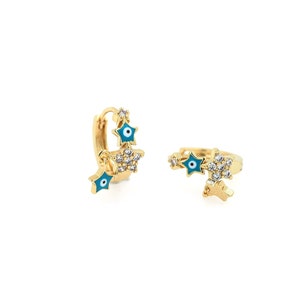18K Gold Filled Enamel Pentagram Earrings, Micropavé CZ Earrings, Star Charm, Pentagram Earrings, DIY Jewelry Making Accessories，13x15x8mm