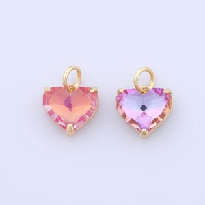 18K Gold Filled Heart Pendant,Micropave Zirconia Love Charms,Heart Charms DIY Bracelet Necklace Jewelry Making Findings Supply