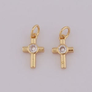 18K Gold Filled Cross Pendant,Gold Religion Charms,CZ Christian Charms DIY Bracelet Necklace Jewelry Making Findings Supply