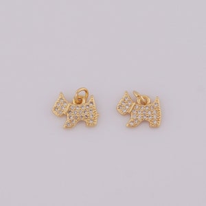 18K Gold Filled CZ Cat Pendant,Gold Cat Charms,Cat Charms DIY Bracelet Necklace Jewelry Making Findings Supply